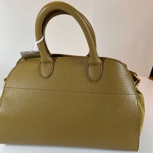 Anna Paola light olive green pebbled leather satchel